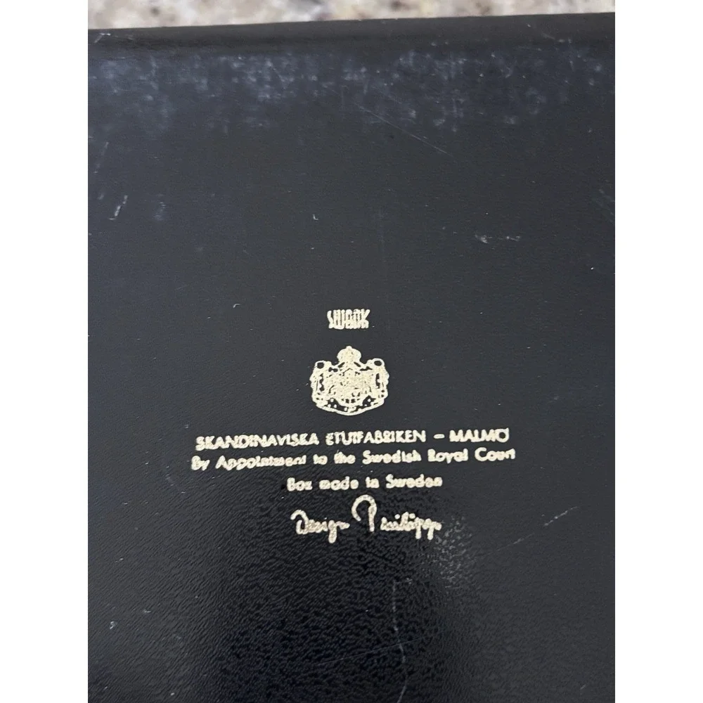 Vintage Black swank Scandinavian jewelry box 60s -70s made in Sweden Filled 3095